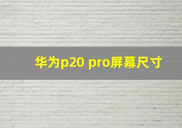 华为p20 pro屏幕尺寸